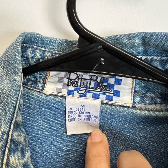 VTG 80s Western Denim Bedazzled With Floral Patch - Picture 2 of 3